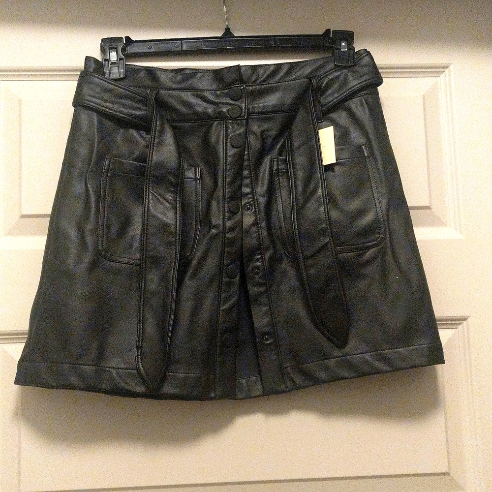 Francesca Button Up Mini Skirt, Black, Large